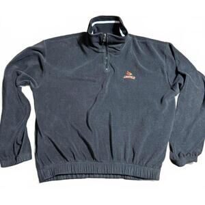 VTG UofL Louisville Wagner Wear Pull Over Waist Zip Pullover Fleece Black XXL